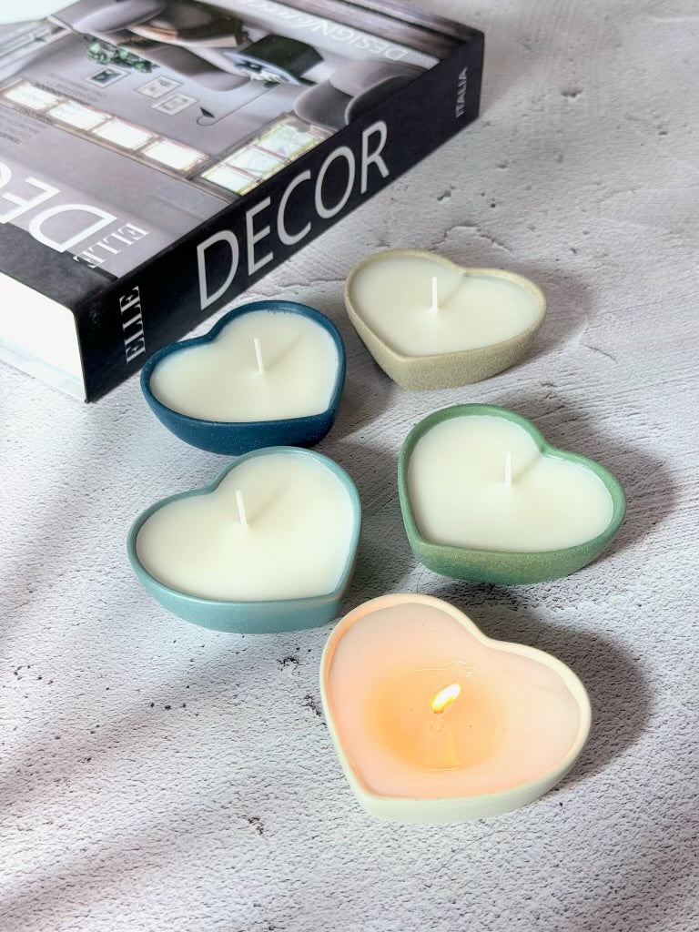 Handcrafted Heart-Shaped Concrete Candles