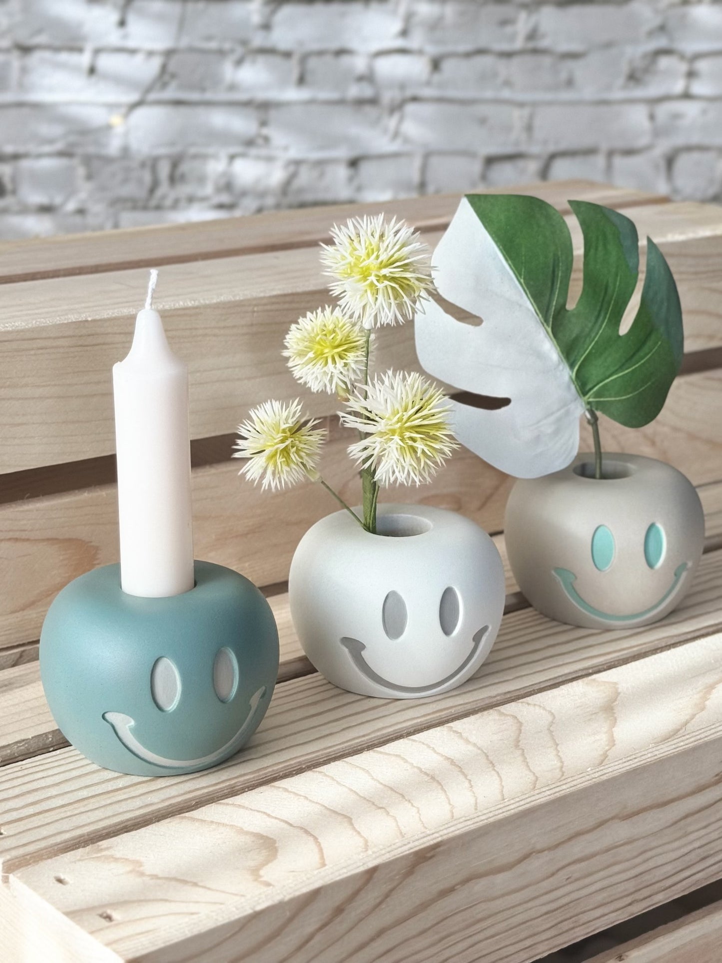 Concrete Smiley Face Vase