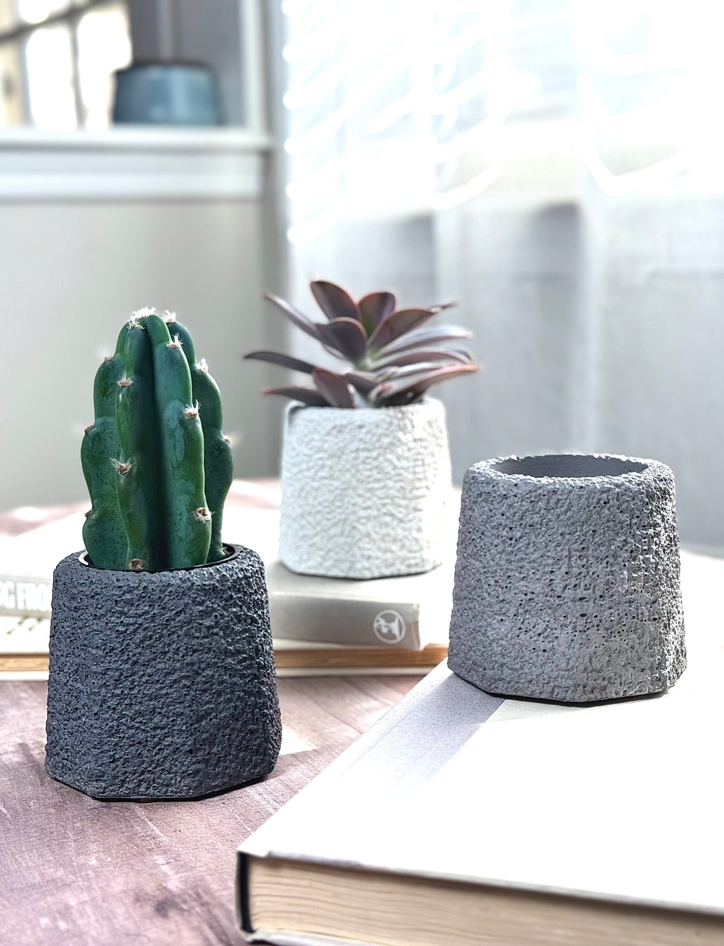 Geometrical Lava Rock Planters