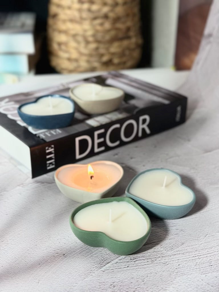 Handcrafted Heart-Shaped Concrete Candles