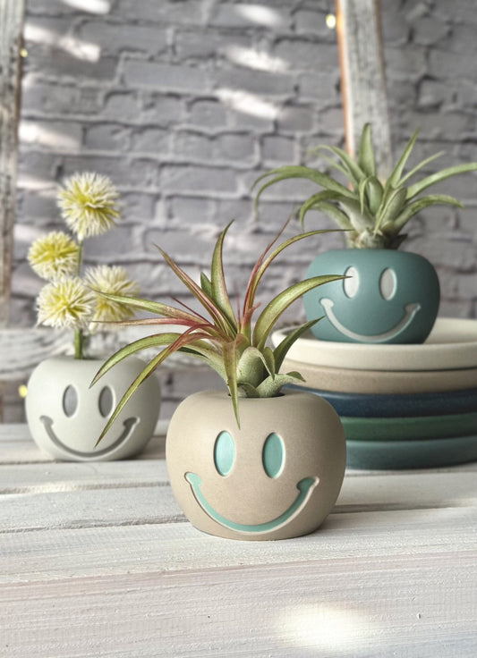 Concrete Smiley Face Vase